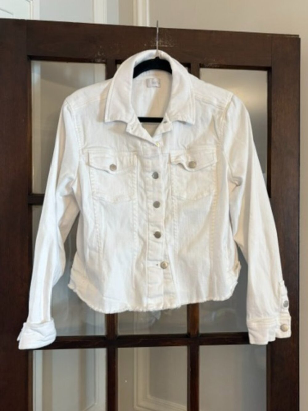 Ecru White Denim Jacket, Size Large